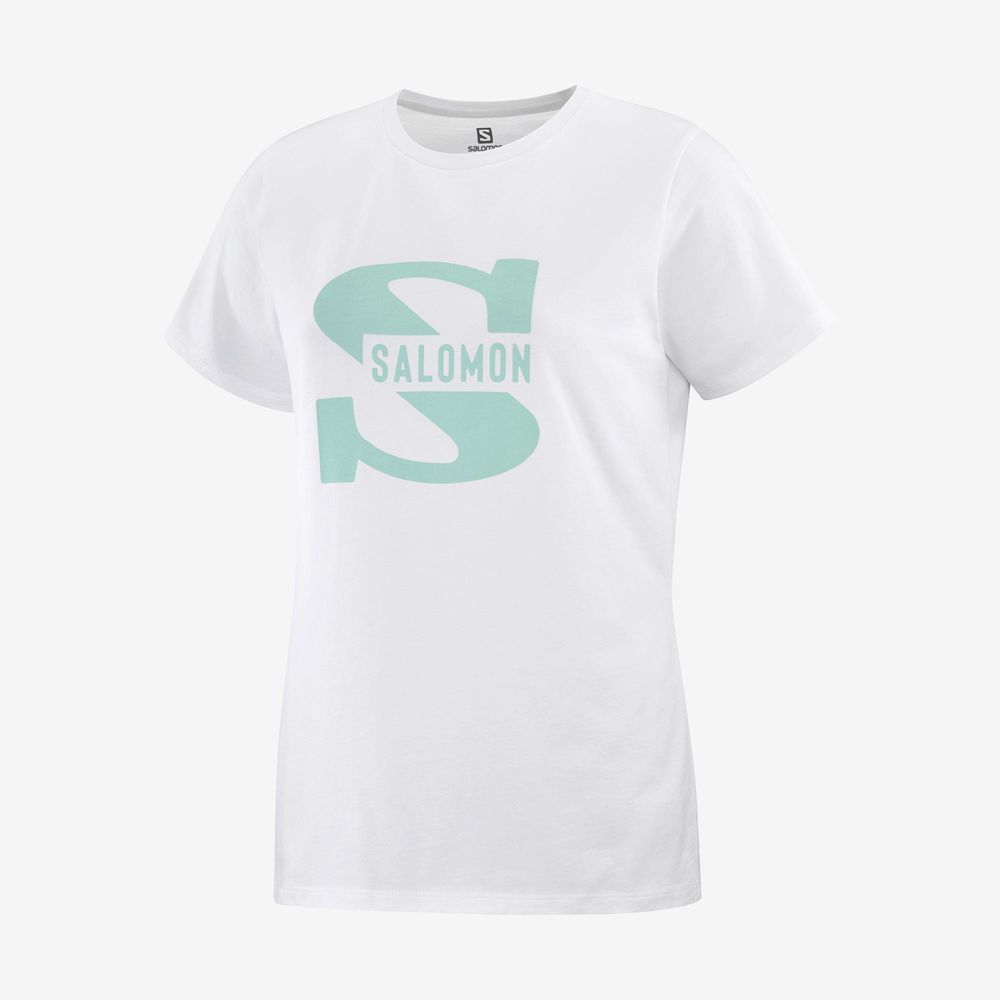 Camisetas Salomon Mujer Blancas - Salomon Argentina OUTLIFE BIG LOGO,326495-QDP